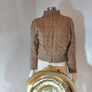 Joie Camel Textured Bomber Jacket